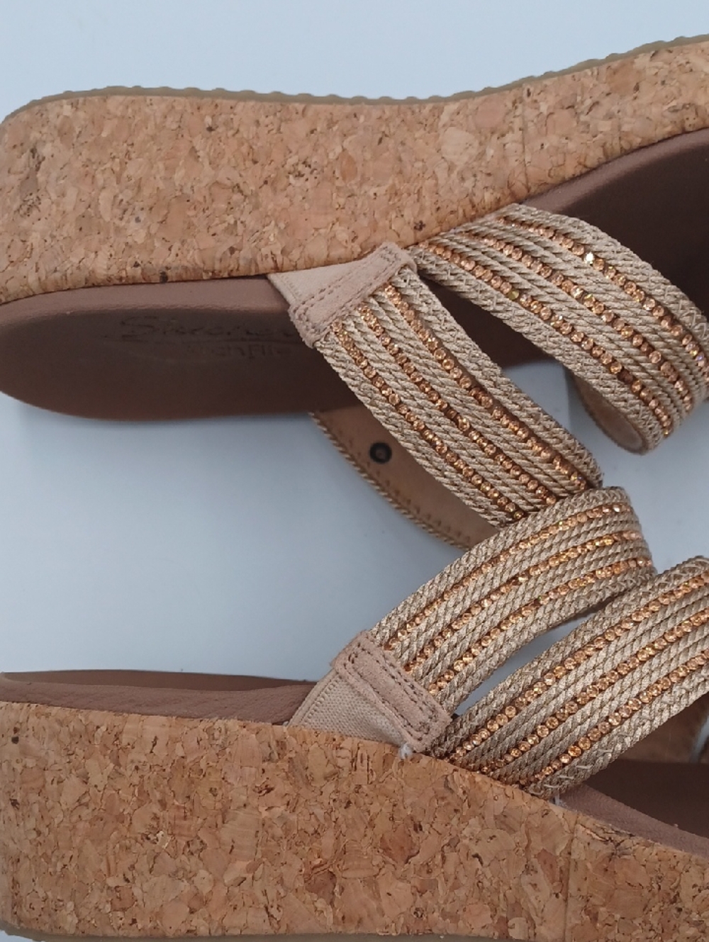 Skechers Beverlee Arch Fit Always Classy Rose Gold Wedge Sandal - Picture 12 of 12